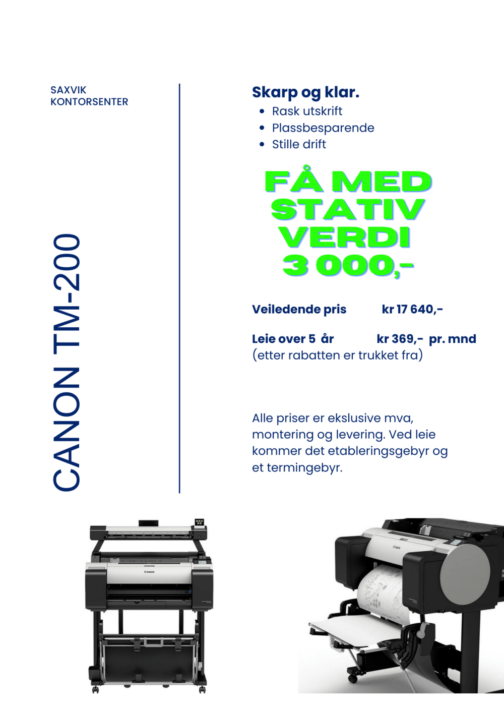 Kampanje på Canon TM-200.Få med stativ verdi 3000,-